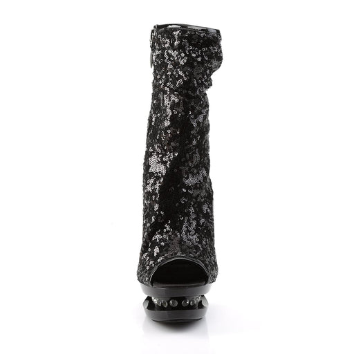 Pleaser BLONDIE-R-1008 Platform Ankle Boot (Black Sequins/Black)