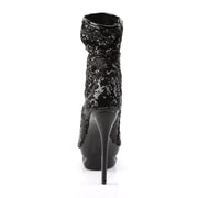 Pleaser BLONDIE-R-1008 Platform Ankle Boot (Black Sequins/Black)