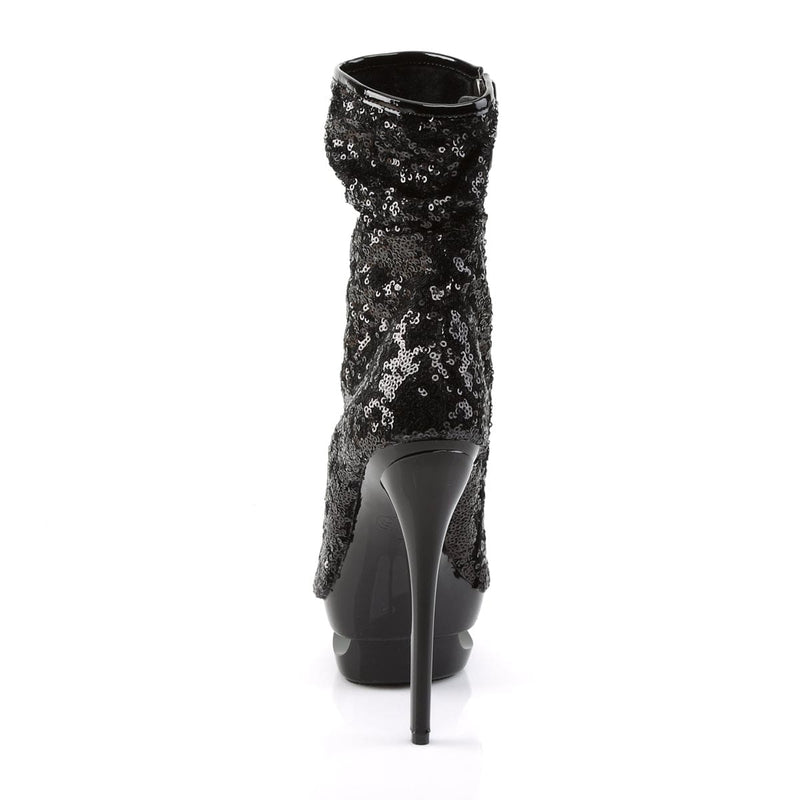 Pleaser BLONDIE-R-1008 Platform Ankle Boot (Black Sequins/Black)