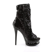 Pleaser BLONDIE-R-1008 Platform Ankle Boot (Black Sequins/Black)
