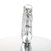 Pleaser BLONDIE-R-1008 Platform Ankle Boot (Silver Sequins/Silver Chrome)