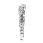 Pleaser BLONDIE-R-3011 Platform Thigh High Boot (Silver Sequins/Silver Chrome)