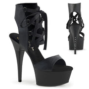 Pleaser CAPTIVA-600-14 Platform Sandal (Black Faux Leather/Black Matte)
