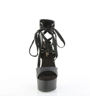 Pleaser CAPTIVA-600-14 Platform Sandal (Black Faux Leather/Black Matte)