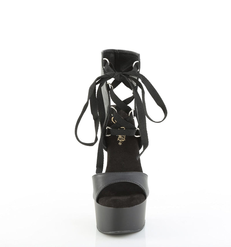 Pleaser CAPTIVA-600-14 Platform Sandal (Black Faux Leather/Black Matte)