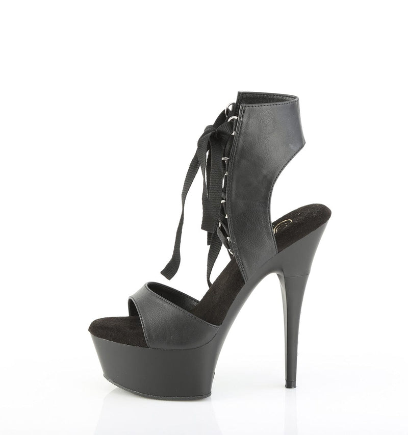 Pleaser CAPTIVA-600-14 Platform Sandal (Black Faux Leather/Black Matte)