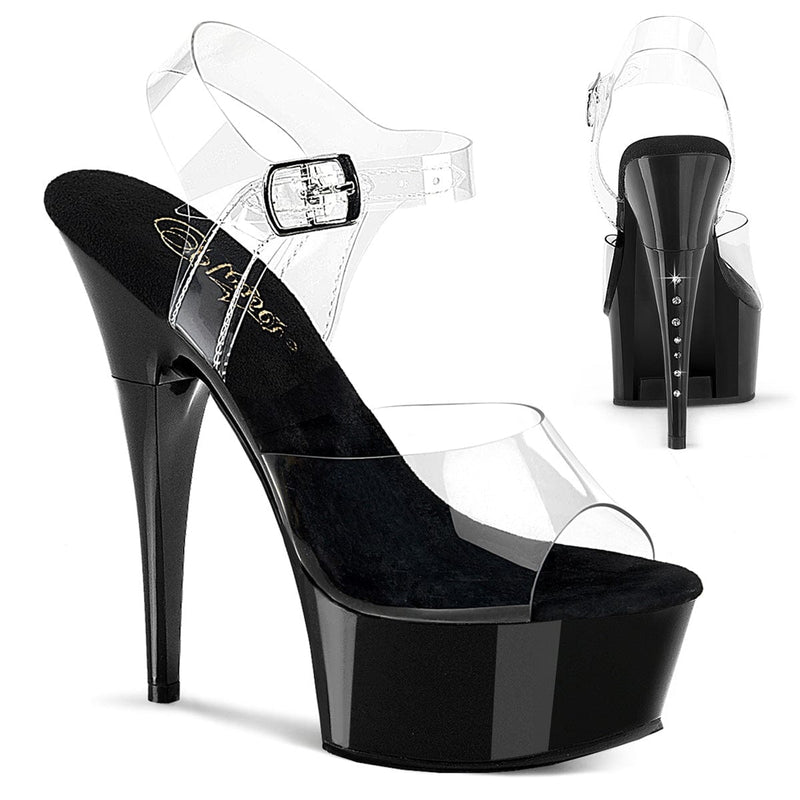 Pleaser CAPTIVA-608 Platform Sandal (Clear/Black)