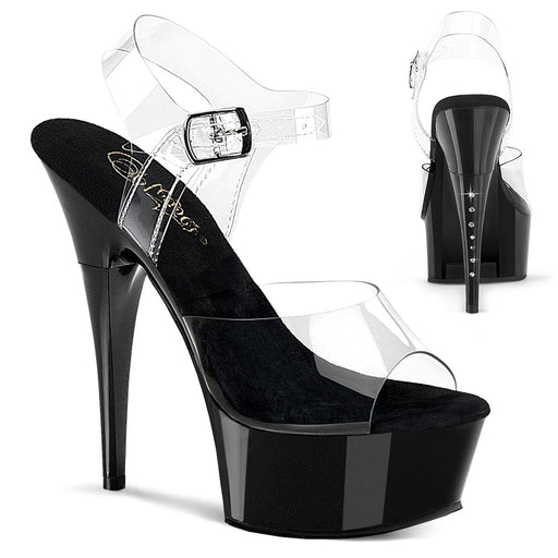 Pleaser CAPTIVA-608 Platform Sandal (Clear/Black)