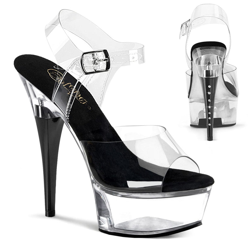 Pleaser CAPTIVA-608 Platform Sandal (Clear-Black/Clear)
