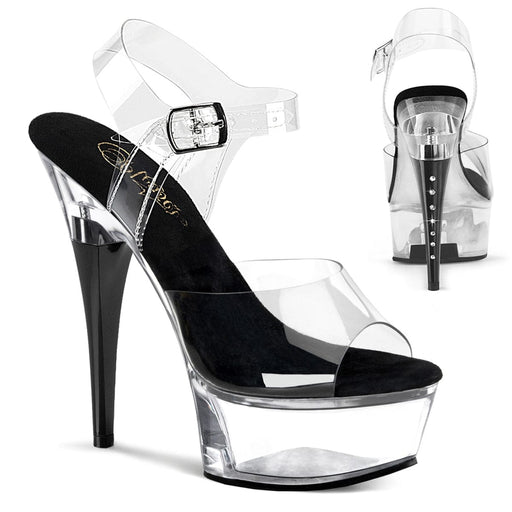 Pleaser CAPTIVA-608 Platform Sandal (Clear-Black/Clear)