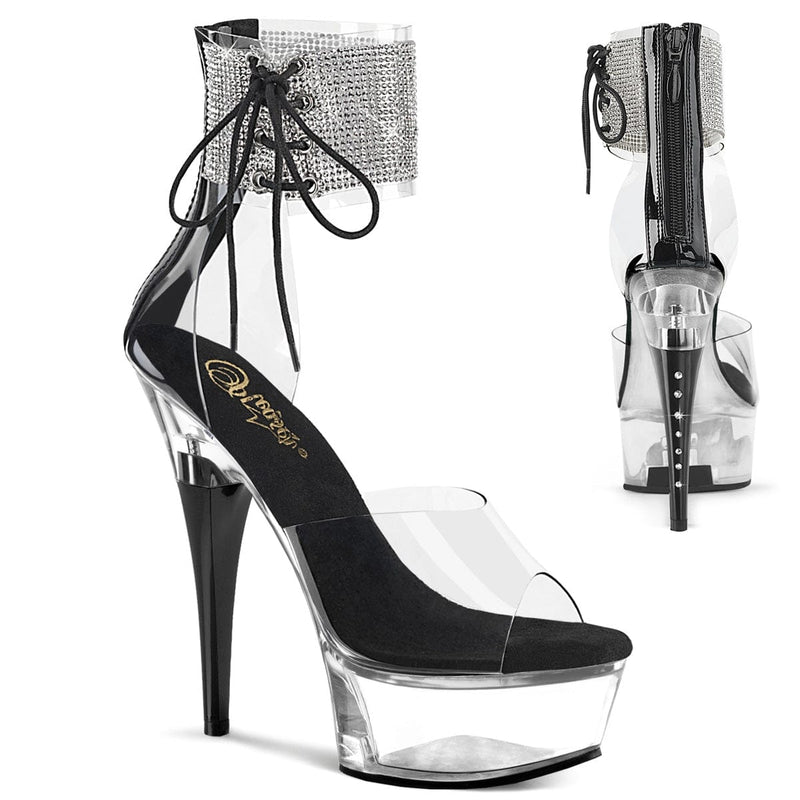 Pleaser CAPTIVA-624RS Platform Sandal (Clear/Black)