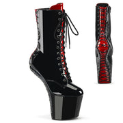 Pleaser CRAZE-1040FH Platform Ankle Boot (Black-Red Patent/Black Red) 6