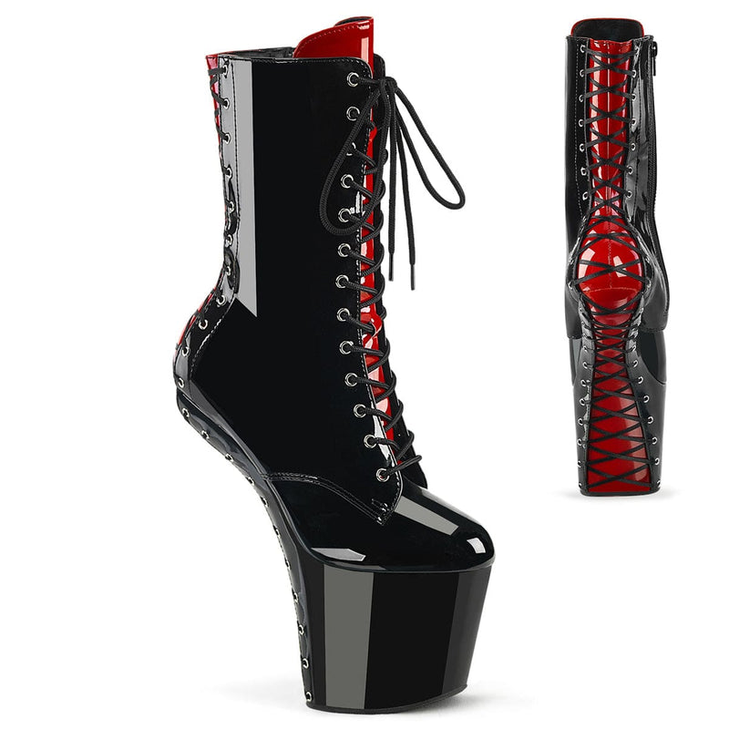 Pleaser CRAZE-1040FH Platform Ankle Boot (Black-Red Patent/Black Red) 6