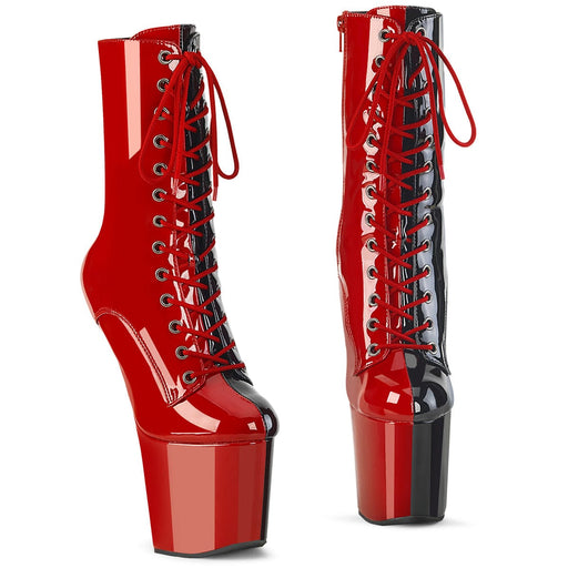 Pleaser CRAZE-1040TT Platform Ankle Boot (Red-Black Patent/Red-Black) 6