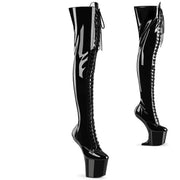 Pleaser CRAZE-3023 Platform Thigh High Boot (Black Patent/Black) 6