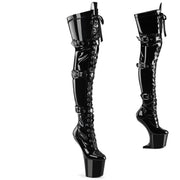 Pleaser CRAZE-3028 Platform Thigh High Boot (Black Stretch Patent/Black) 6