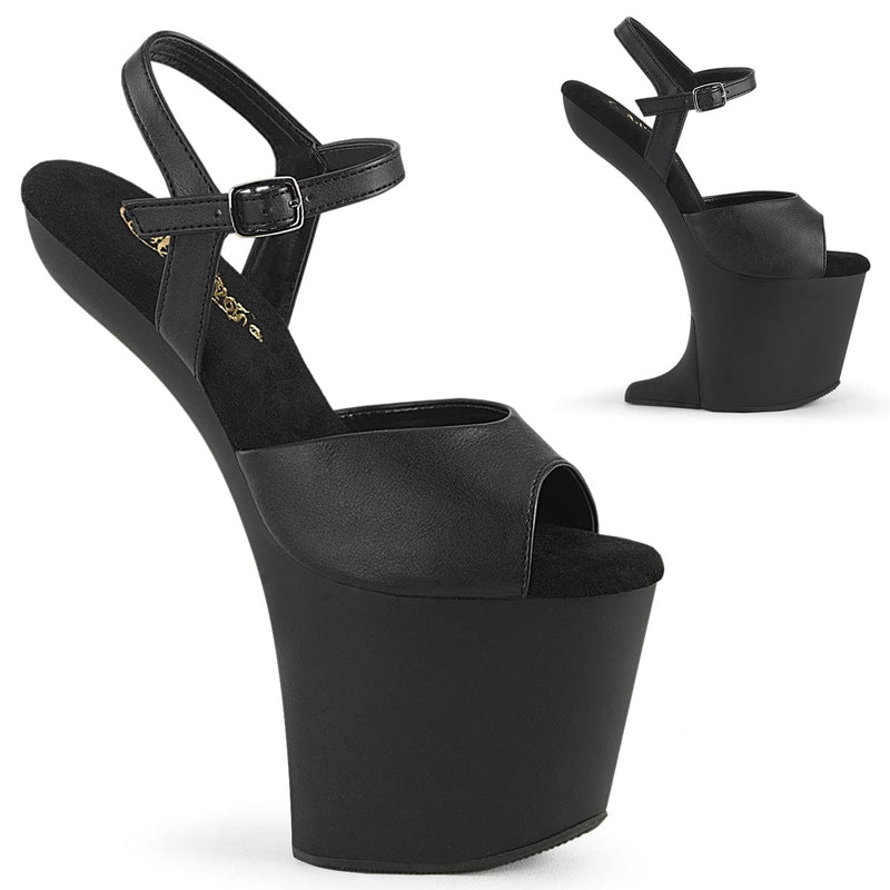 Pleaser CRAZE-809 Platform Sandal (Black Faux Leather/Black Matte) 6