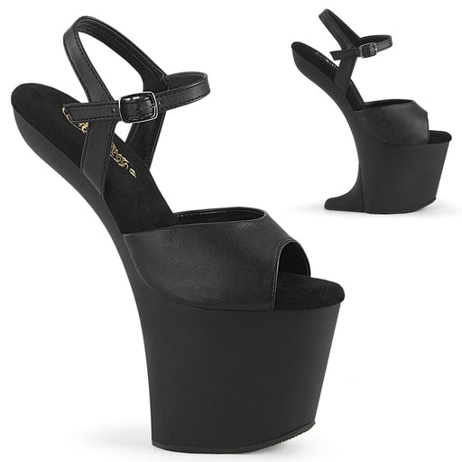 Pleaser CRAZE-809 Platform Sandal (Black Faux Leather/Black Matte) 6