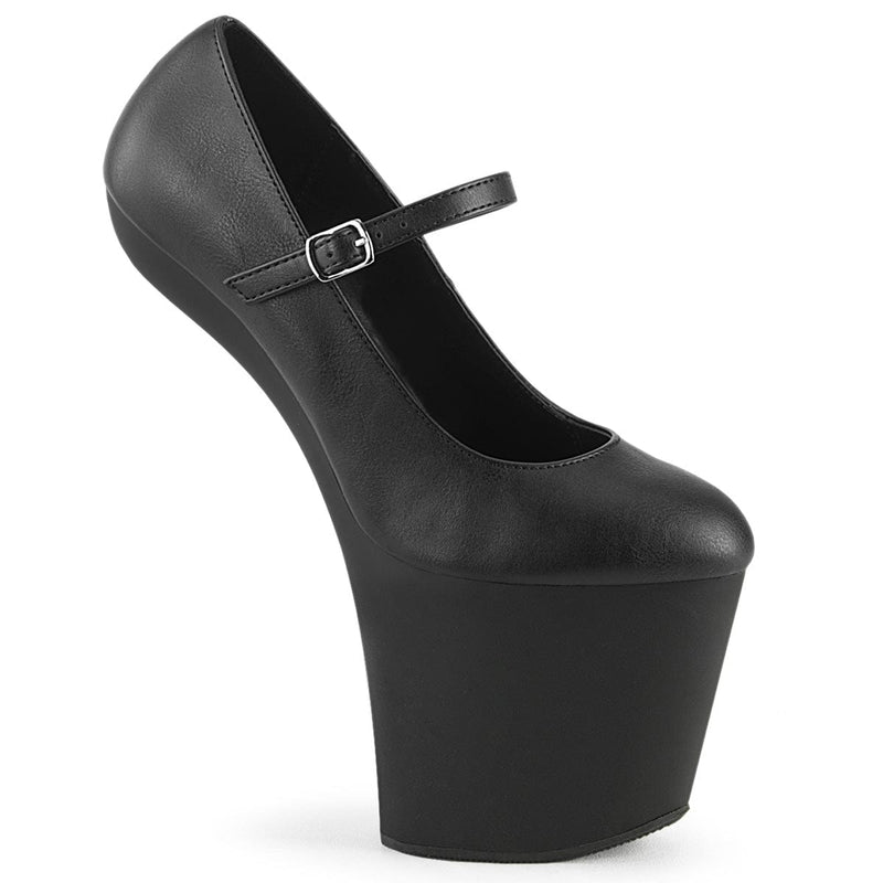 Pleaser CRAZE-880 Platform Pump (Black Faux Leather/Black Matte) 6