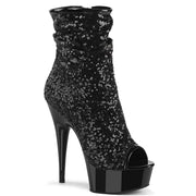 Pleaser DELIGHT-1008SQ Platform Ankle Boot (Black Sequins/Black Matte) 5