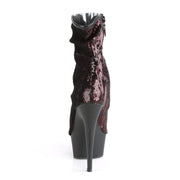 Pleaser DELIGHT-1008SQ Platform Ankle Boot (Burgundy Sequins/Black Matte)