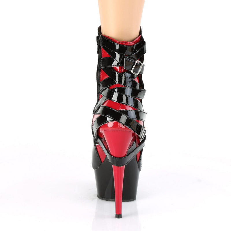 Pleaser DELIGHT-1012 Platform Ankle Boot (Black-Red Patent/Black-Red)