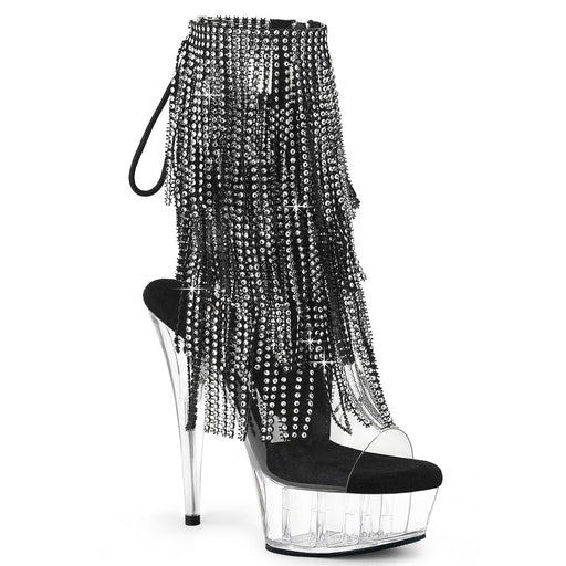 Pleaser DELIGHT-1017RSF Platform Ankle Boot (Clear-Black/Clear) 5