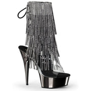 Pleaser DELIGHT-1017RSF Platform Ankle Boot (Clear-Black/Dark Pewter Chrome)
