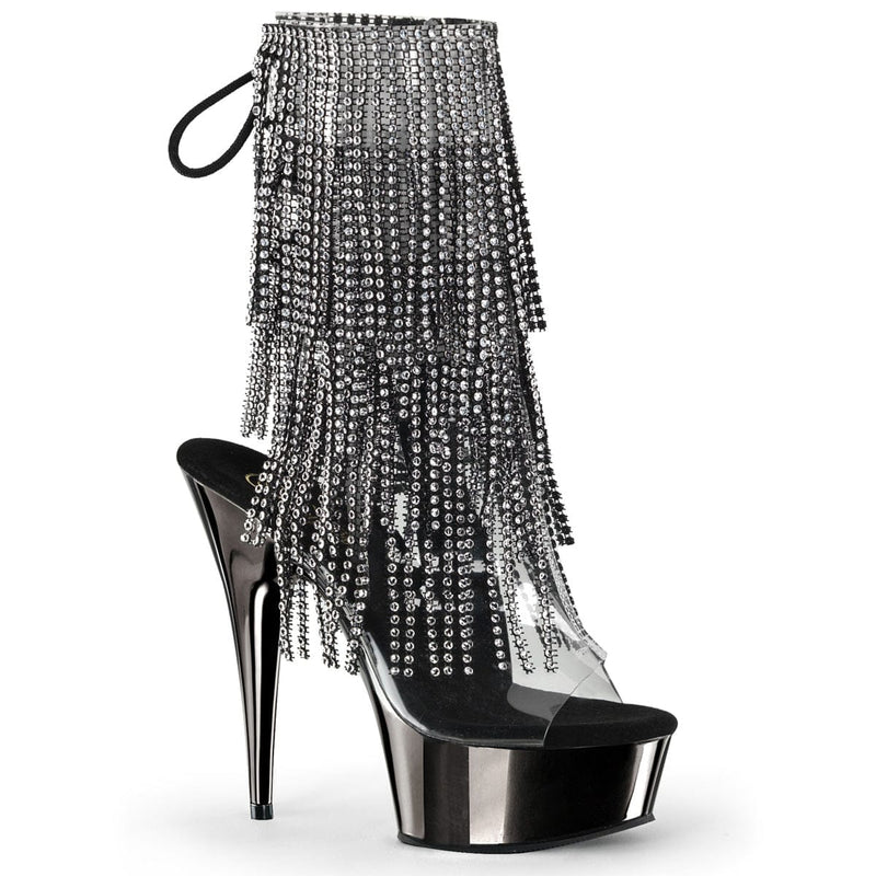 Pleaser DELIGHT-1017RSF Platform Ankle Boot (Clear-Black/Dark Pewter Chrome)