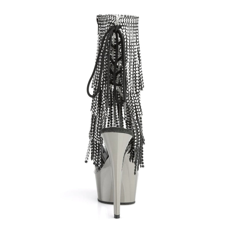 Pleaser DELIGHT-1017RSF Platform Ankle Boot (Clear-Black/Dark Pewter Chrome)