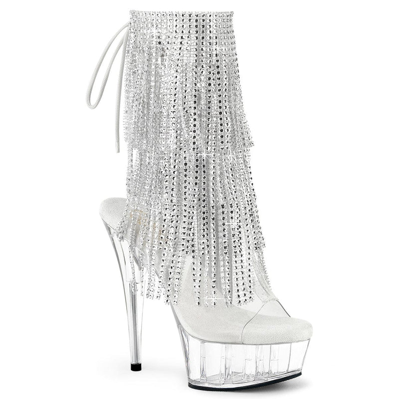 Pleaser DELIGHT-1017RSF Platform Ankle Boot (Clear-Silver/Clear) 5