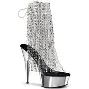 Pleaser DELIGHT-1017RSF Platform Ankle Boot (Clear-Silver/Silver Chrome)