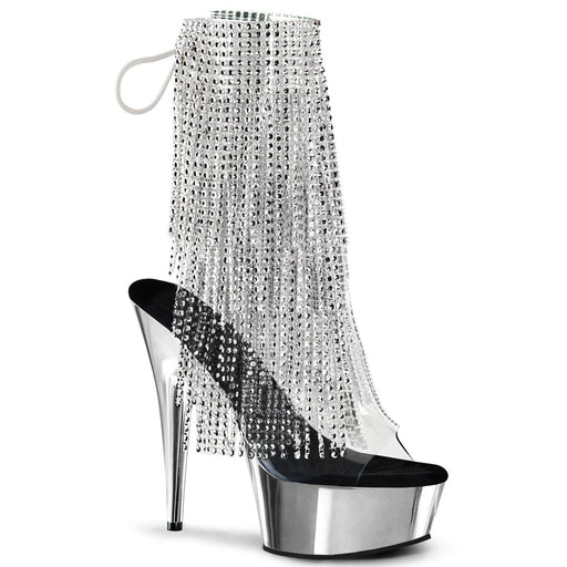 Pleaser DELIGHT-1017RSF Platform Ankle Boot (Clear-Silver/Silver Chrome)