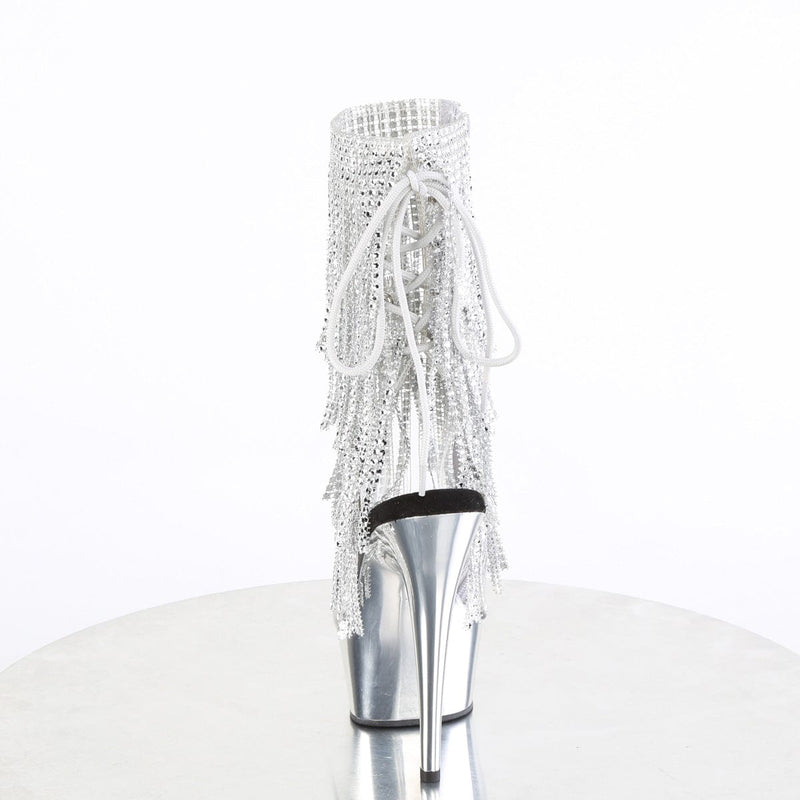 Pleaser DELIGHT-1017RSF Platform Ankle Boot (Clear-Silver/Silver Chrome)