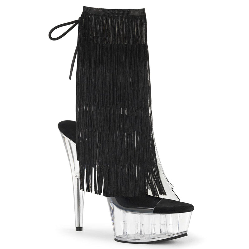 Pleaser DELIGHT-1017TF Platform Ankle Boot (Clear-Black/Clear)