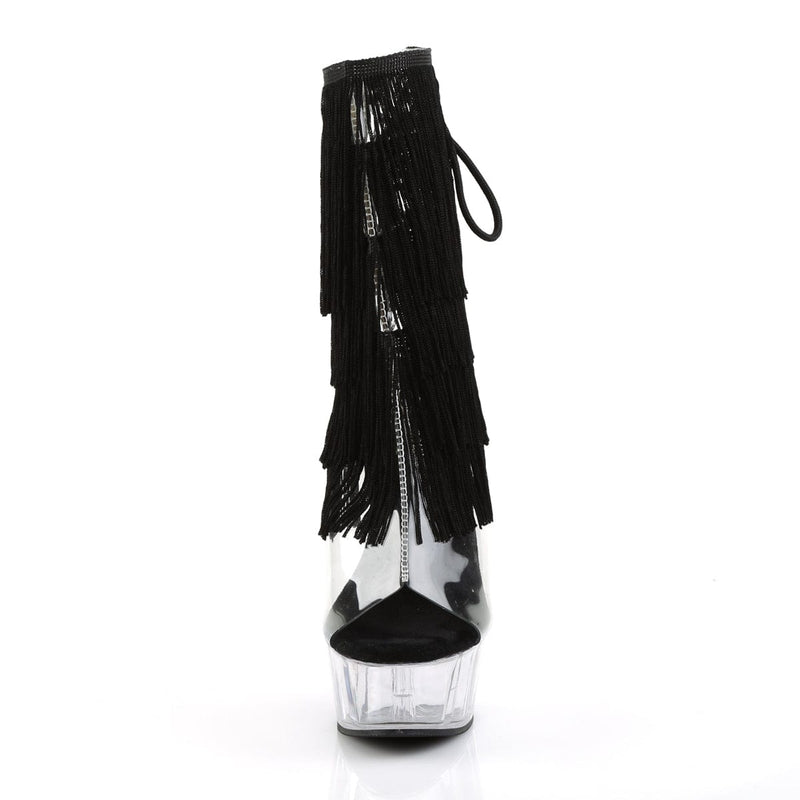 Pleaser DELIGHT-1017TF Platform Ankle Boot (Clear-Black/Clear)