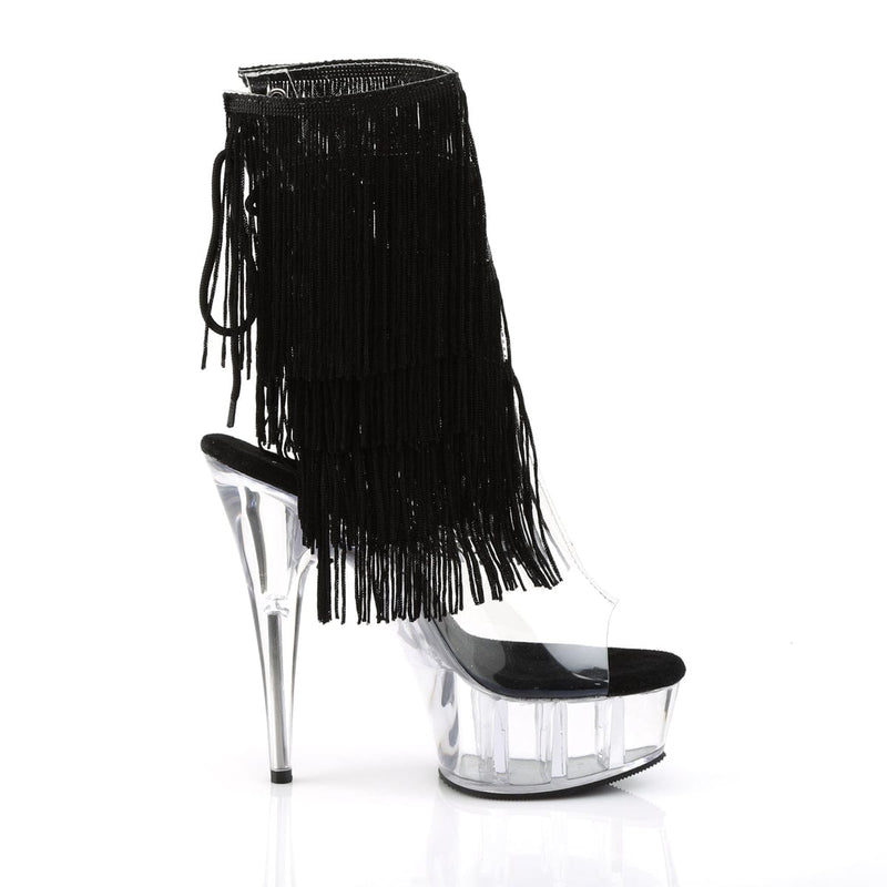 Pleaser DELIGHT-1017TF Platform Ankle Boot (Clear-Black/Clear)