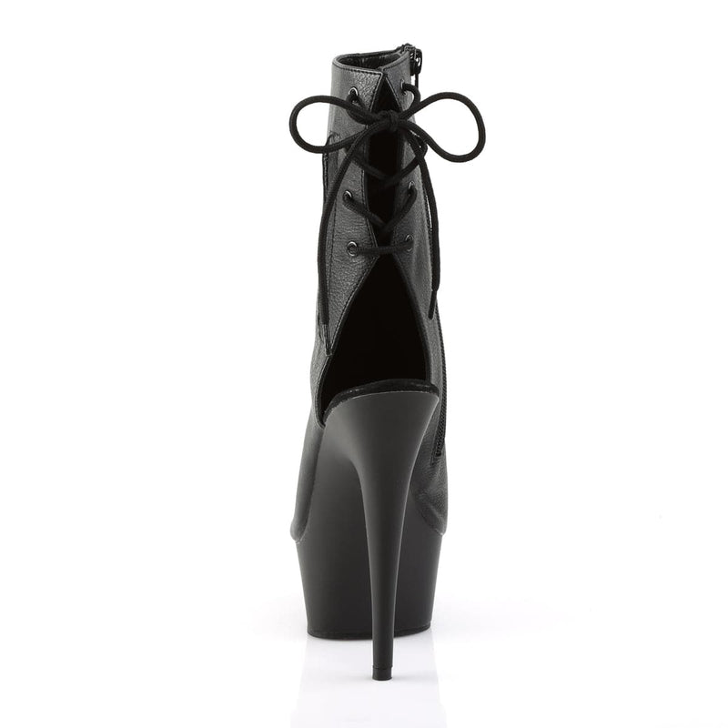Pleaser DELIGHT-1018 Platform Ankle Boot (Black Faux Leather/Black)