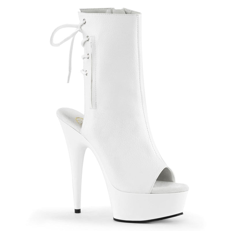 Pleaser DELIGHT-1018 Platform Ankle Boot (White Faux Leather/White)