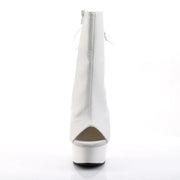 Pleaser DELIGHT-1018 Platform Ankle Boot (White Faux Leather/White)