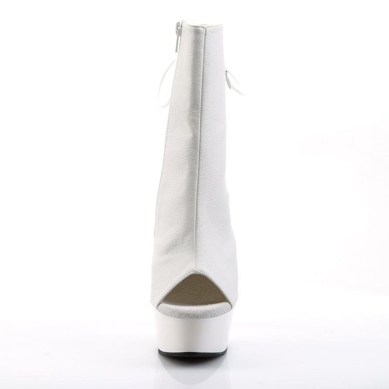 Pleaser DELIGHT-1018 Platform Ankle Boot (White Faux Leather/White)