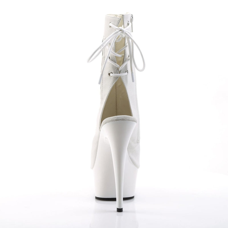 Pleaser DELIGHT-1018 Platform Ankle Boot (White Faux Leather/White)