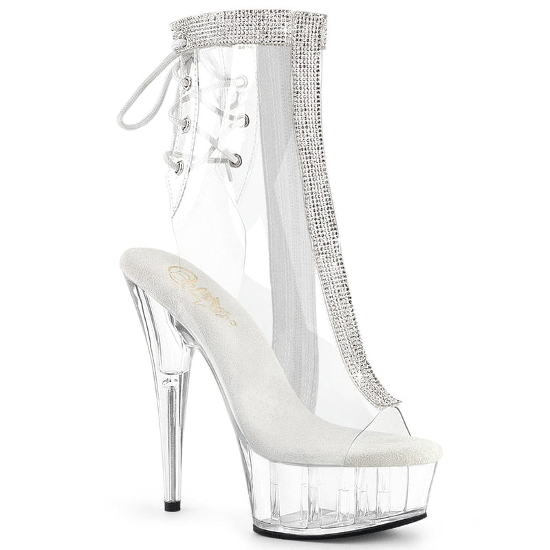 Pleaser DELIGHT-1018C-2RS Platform Ankle Boot (Clear-Rhinestone/Clear) 5