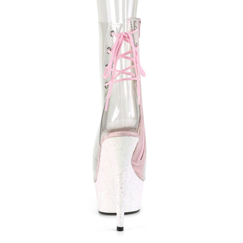Pleaser DELIGHT-1018C Platform Ankle Boot (Clear/Opal Multi Glitter)