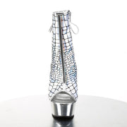 Pleaser DELIGHT-1018HG Platform Ankle Boot (Silver Hologram Ostrich Pu/Silver Chrome)