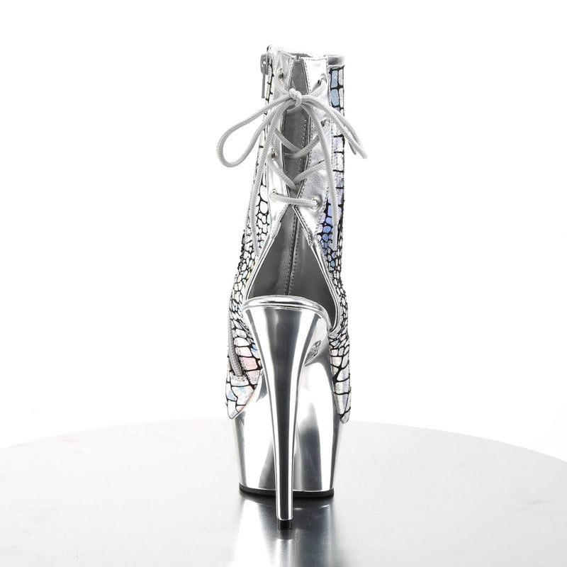 Pleaser DELIGHT-1018HG Platform Ankle Boot (Silver Hologram Ostrich Pu/Silver Chrome)