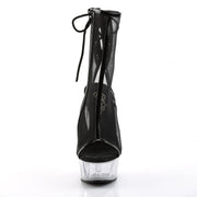 Pleaser DELIGHT-1018MSH Platform Ankle Boot (Black Patent-Mesh/Clear)