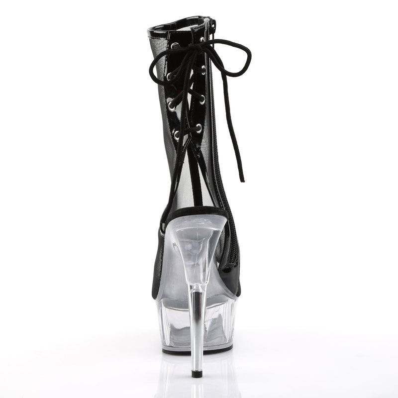 Pleaser DELIGHT-1018MSH Platform Ankle Boot (Black Patent-Mesh/Clear)