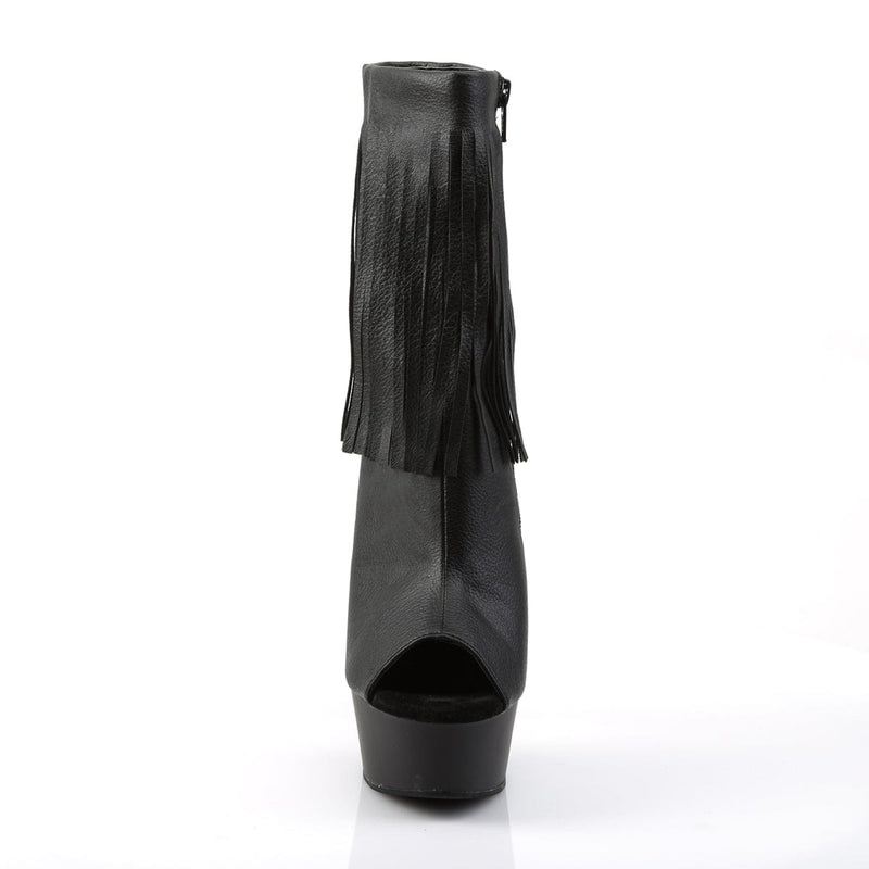 Pleaser DELIGHT-1019 Platform Ankle Boot (Black Faux Leather/Black Matte)