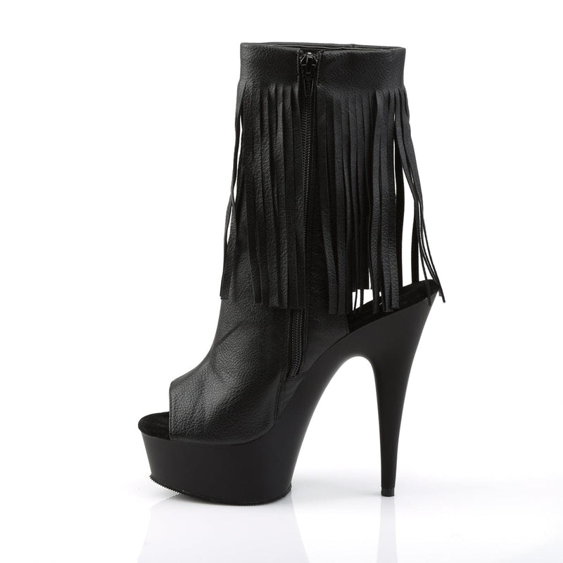 Pleaser DELIGHT-1019 Platform Ankle Boot (Black Faux Leather/Black Matte)
